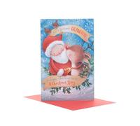 Carte de Noël pour petit-fils - Carte de Noël mignonne pour petit-fils - Carte de Noël mignonne avec Père Noël et renne - Carte cadeau pour garçons - Cadeaux de Noël pour petit-fils