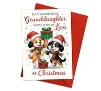 Carte de Noël pour petite-fille - Carte de vœux de vacances en forme de chiot mignon, pour une merveilleuse petite-fille avec beaucoup d'amour à Noël, adorable carte de chien pour enfants ou