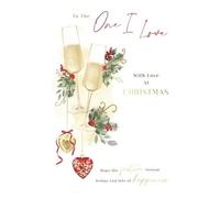 Carte de Noël « To The One I Love » - Motif boissons festives - 23 x 15 cm
