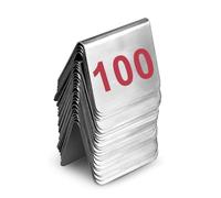 Carte De Numéro Table Signes, 5x5cm, Numéro 1 À 25/50/100 Robuste Acier Inoxydable, Restaurant Double Face Panneaux De Table Empilables, Facile À Lire, Pour Mariage Réception Fête(Red,1 to 100)