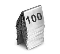 Carte De Numéro Table Signes, 5x5cm, Numéro 1 À 25/50/100 Robuste Acier Inoxydable, Restaurant Double Face Panneaux De Table Empilables, Facile À Lire, Pour Mariage Réception Fête(Black,1 to 100)