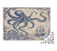 Carte de Octopus Ocean Puzzle 1000 Pièces Adulte sans Poussière, Jeu De Puzzle À Assembler Soi-même Ultra Difficult Puzzle pour Un Jeu De Puzzle De Fête, Le Meilleur Cadea