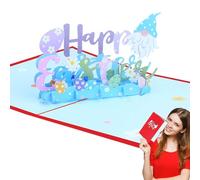 Carte de Pâques 3D, carte de vœux de Pâques,Cartes de Pâques pop-up 3D Carte de vœux lapin - Cartes de correspondance avec enveloppes Cartes de vacances Joyeuses Pâques pour les vacances