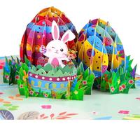 Carte de Pâques 3D, Carte Joyeuses Pâques, Carte de Pâques Pop Up avec Enveloppe, Cartes Postale Paques avec Lapins avec Enveloppe, Cadeaux pour Parents, Partenaires et Amis (A)