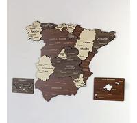 Carte de pays en bois Décoration murale 3D Carte de l'Allemagne, de l'Espagne, de la Turquie, de l'Ukraine, des États-Unis, du Royaume-Uni, cadeau pour voyageurs (Espagne 60 x 50 cm)