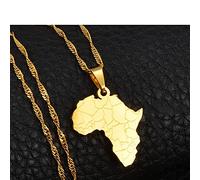 Carte De Petite Taille Afrique Pendentif Colliers - Charme Ethnique Africain Colliers À Chaîne Mince, Couleur Or Patriotic Cartes Drapeau Bijoux Hip Hop Pour Les Femmes Hommes Fête Cadeau,Or,45Cm