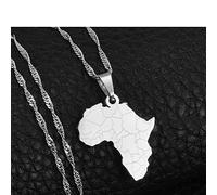 Carte De Petite Taille Afrique Pendentif Colliers - Charme Ethnique Africain Colliers À Chaîne Mince, Couleur Or Patriotic Cartes Drapeau Bijoux Hip Hop Pour Les Femmes Hommes Fête Cadeau,Argent,