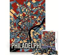 Carte de Philadelphie aux Tons naturels pour Adultes,Puzzle de 1000 pièces,Bien-être Mental,Loisirs,Plaisir,Bords Nets,Cadeau de Noël Unique (50x75cm)