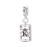 Carte de poker king of spades k pendentif breloque, breloque pour bracelet, compatible avec le collier bracelet pandora