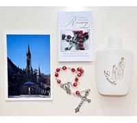 Carte de prière de Lourdes avec perles en cristal et rubis