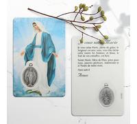 Carte de prière Vierge Miraculeuse avec médaille - Image religieuse - Culte Chrétien