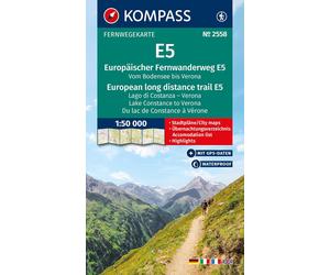 Carte de randonnée E5 - Du lac de Constance à Vérone | Kompass