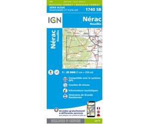 Carte de randonnée IGN Série Bleue n° 1740 - Nérac, Houeillès