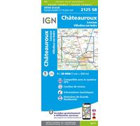 IGN Carte randonnée Série Bleue n°2125 – Châteauroux, Levroux, Villedieu-sur-Indre – 1:25 000
