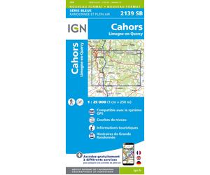 Carte de randonnée IGN Série Bleue n° 2139 - Cahors, Limogne-en-Quercy