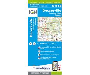 Carte de randonnée IGN Série Bleue n° 2338 - Decazeville, Marcillac-Vallon, Conque