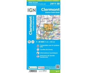 Carte de randonnée IGN Série Bleue n° 2411 - Clermont, Estrées-Saint-Denis