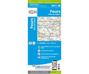 Carte de randonnée IGN Série Bleue n° 2831 - Feurs, Boën-sur-Lignon