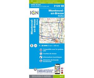 Carte de randonnée IGN Série Bleue n° 3128 - Montrevel-en-Bresse, Marboz