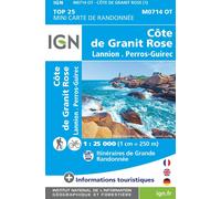 Carte de randonnée IGN Top 25 Mini n° M0714 OT - Côte de Granit Rose, Lannion, Perros-Guirec