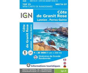 Carte de randonnée IGN Top 25 Mini n° M0714 OT - Côte de Granit Rose, Lannion, Perros-Guirec