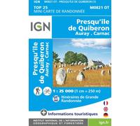 Carte de randonnée IGN Top 25 Mini n° M0821 OT - Presqu'Ile de Quiberon, Auray, Carnac