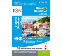Carte de randonnée IGN Top 25 Mini n° M1244 OT - Biarritz, Hendaye, La Rhune