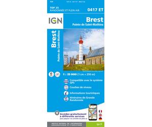 Carte de randonnée IGN TOP 25 n° 0417 ET - Brest & Pointe de Saint Mathieu