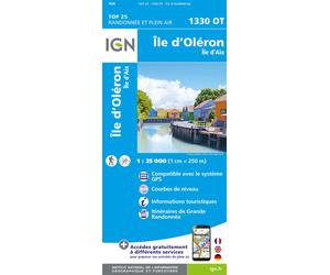 Carte de randonnée IGN TOP 25 n° 1330 OT - Ile d'Oléron & Ile d'Aix