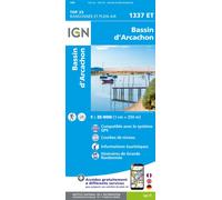 Carte de randonnée IGN TOP 25 n° 1337 ET - Bassin d'Arcachon - VERSION MURALE ET PLASTIFIEE