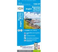 Carte de randonnée IGN TOP 25 n° 1344 OT - Bayonne, Anglet, Biarritz, Côte d'Argent