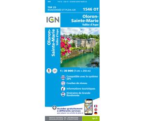 Carte de randonnée IGN TOP 25 n° 1546 OT - Oloron Sainte Marie, Vallée d'Aspe (Pyrénées)