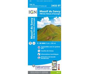 Carte de randonnée IGN TOP 25 n° 2432 ET - Massif du Sancy (Massif Central)