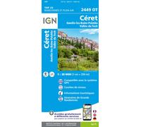 Carte de randonnée IGN TOP 25 n° 2449 OT - Céret, Amélie les Bains, Palalda & Vallée du Tech (Pyrénées Orientales)