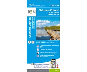Carte de randonnée IGN TOP 25 n° 2723 ET - Château-Chinon, Lac des Settons et PNR du Morvan