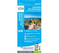 Carte de randonnée IGN TOP 25 n° 2740 ET - Corniche des Cévennes, Parc national des Cévennes