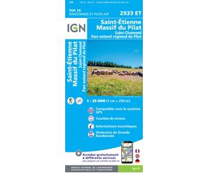 Carte de randonnée IGN TOP 25 n° 2933 ET - Massif du Pilat, Saint-Etienne, Saint-Chamond, PNR du Pilat