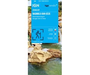 Carte de randonnée IGN TOP 25 n° 2940 OT - Bagnols-sur-Cèze, Pont-Saint-Esprit, Gorges de la Cèze