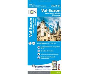 Carte de randonnée IGN TOP 25 n° 3022 ET - Val-Suzon, Saint-Seine-l'Abbaye, Dijon Ouest