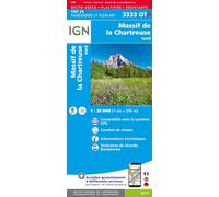 Carte de randonnée IGN TOP 25 n° 3333 OTR (résistante) - Massif de la Chartreuse Nord (Alpes)