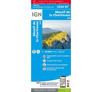 Carte de randonnée IGN TOP 25 n° 3334 OTR (résistante) - Massif de la Charteuse Sud (Alpes)