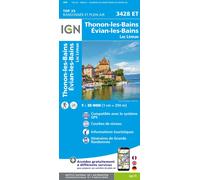 Carte de randonnée IGN TOP 25 n° 3428 ET - Thonon-les-bains, Evian-les-Bains & lac Léman (Alpes)