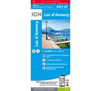 Carte de randonnée IGN TOP 25 n° 3431 OTR (résistante) - Lac d'Annecy (Alpes)