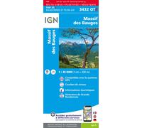 Carte de randonnée IGN TOP 25 n° 3432 OTR (résistante) - Massif des Bauges (Alpes)