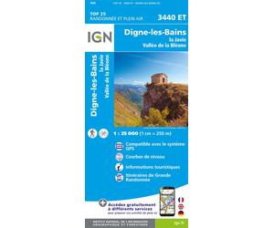 Carte de randonnée IGN TOP 25 n° 3440 ET - Digne-les-Bains, la Javie & Vallée de la Bléone