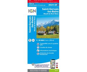 Carte de randonnée IGN TOP 25 n° 3531 ETR (résistante) - St Gervais & Massif du Mont Blanc