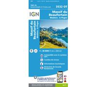 Carte de randonnée IGN TOP 25 n° 3532 OT - Massif du Beaufortain, Moûtiers, La Plagne