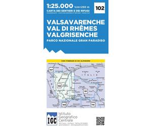 Carte de randonnée n° 102 - Valsavarenche, Val Di Rhemes, Valgrisenche | Istituto Geografico Centrale