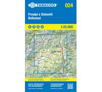 Carte de randonnée n° 24 - Dolomites autour de Belluno (Dolomites, Italie) | Tabacco