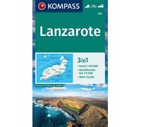 KOMPASS Carte de randonnée 241 Lanzarote 1:50 000, 3 en 1, guide d'activités, cartes détaillées